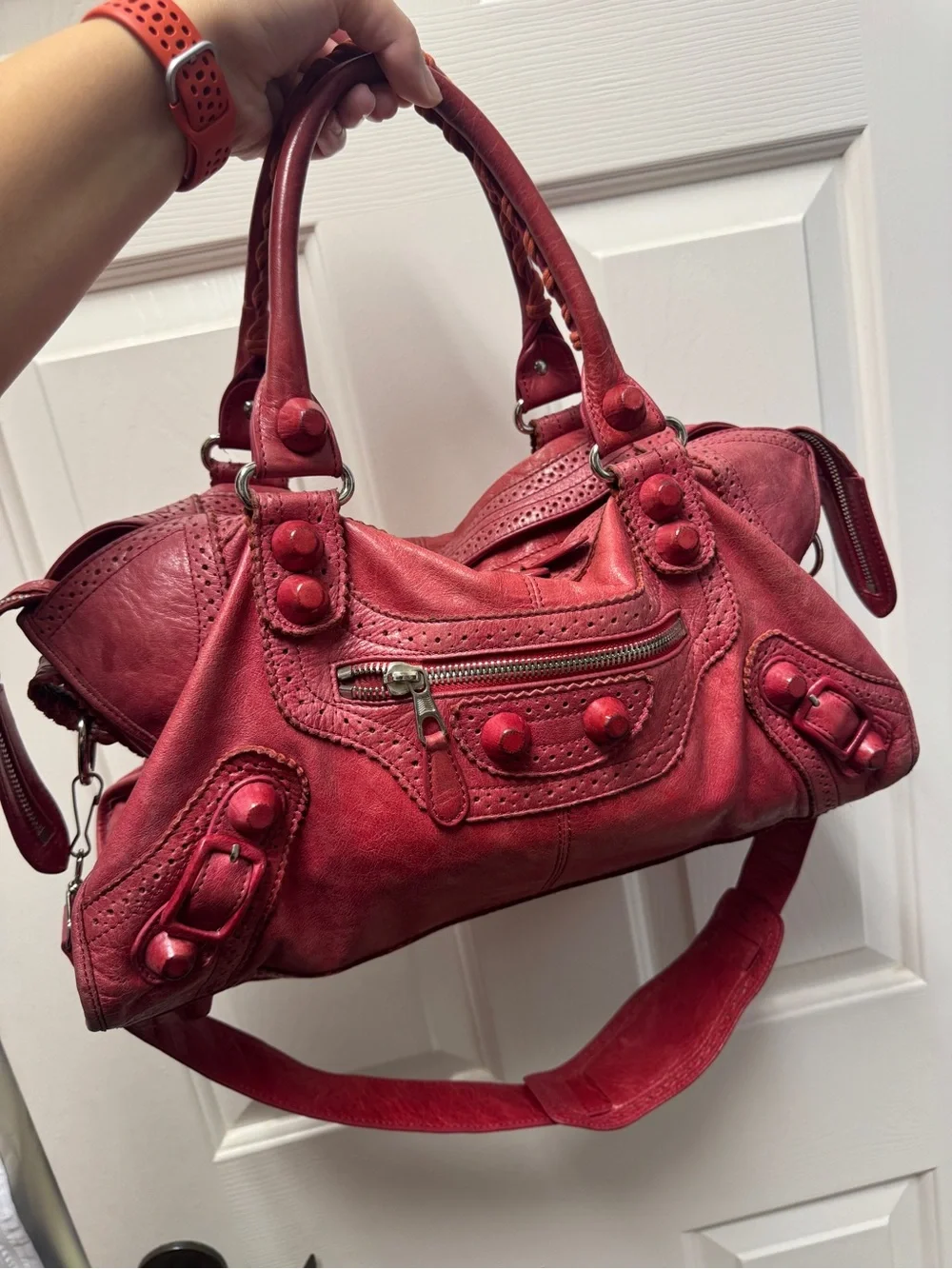 Balenciaga Giant Covered Brogues Part Time Red Leather Bag Vintage